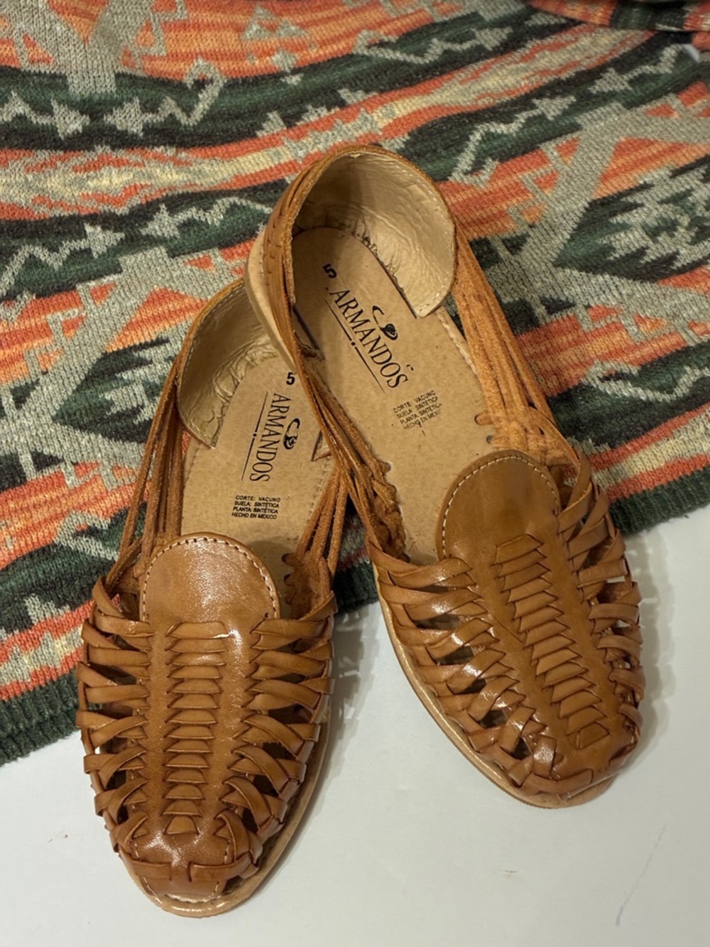 ARMANDOS  5 Women Mexico (USA W 8) Huaraches Weave Leather Flats
Made In Mexico